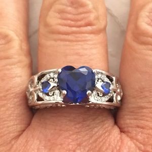 Sterling Silver Womens Heart Angel Wing Ring